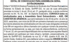 EDITAL DE CONVOCAÇÃO PARA ASSEMBLEIA GERAL EXTRAORDINÁRIA Edital nº 02/2023