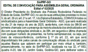 EDITAL DE CONVOCAÇÃO PARA ASSEMBLEIA GERAL ORDINÁRIA - Edital nº 02/2025