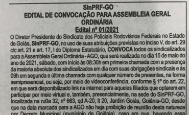 EDITAL DE CONVOCAÇÃO PARA ASSEMBLEIA GERAL ORDINÁRIA