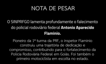 Nota de pesar: PRF em Goiás se despede do inspetor Antonio Aparecido Flaminio