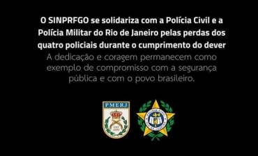 SINPRF-GO manifesta pesar pelas perdas de policiais no Rio de Janeiro